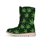 Pot Leaf Pattern Print Winter Boots