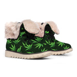 Pot Leaf Pattern Print Winter Boots