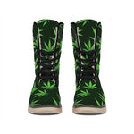 Pot Leaf Pattern Print Winter Boots