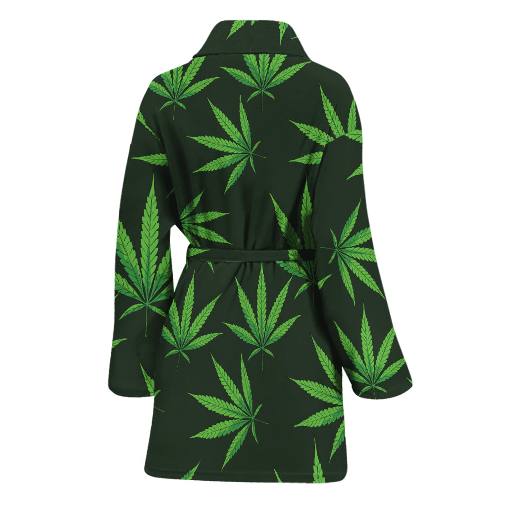 Pot Leaf Pattern Print Women's Bathrobe