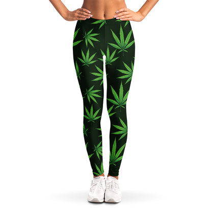 Pot Leaf Pattern Print Women's Leggings