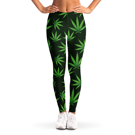 Pot Leaf Pattern Print Women's Leggings