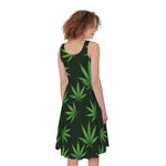 Pot Leaf Pattern Print Women's Sleeveless Dress