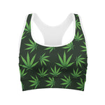 Pot Leaf Pattern Print Women's Sports Bra