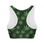 Pot Leaf Pattern Print Women's Sports Bra