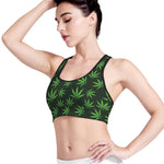 Pot Leaf Pattern Print Women's Sports Bra