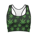 Pot Leaf Pattern Print Women's Sports Bra