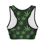 Pot Leaf Pattern Print Women's Sports Bra