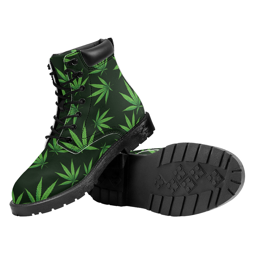 Pot Leaf Pattern Print Work Boots