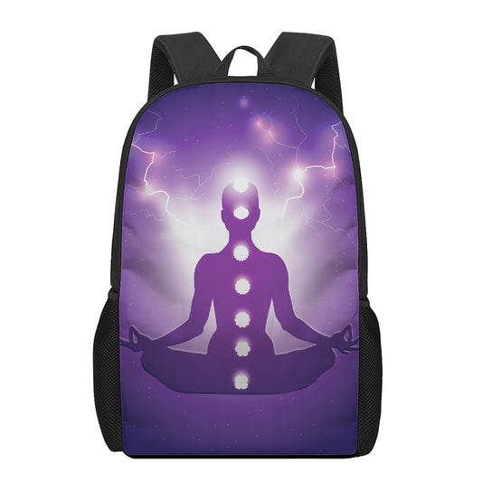 Power Of Seven Chakras Print 17 Inch Backpack
