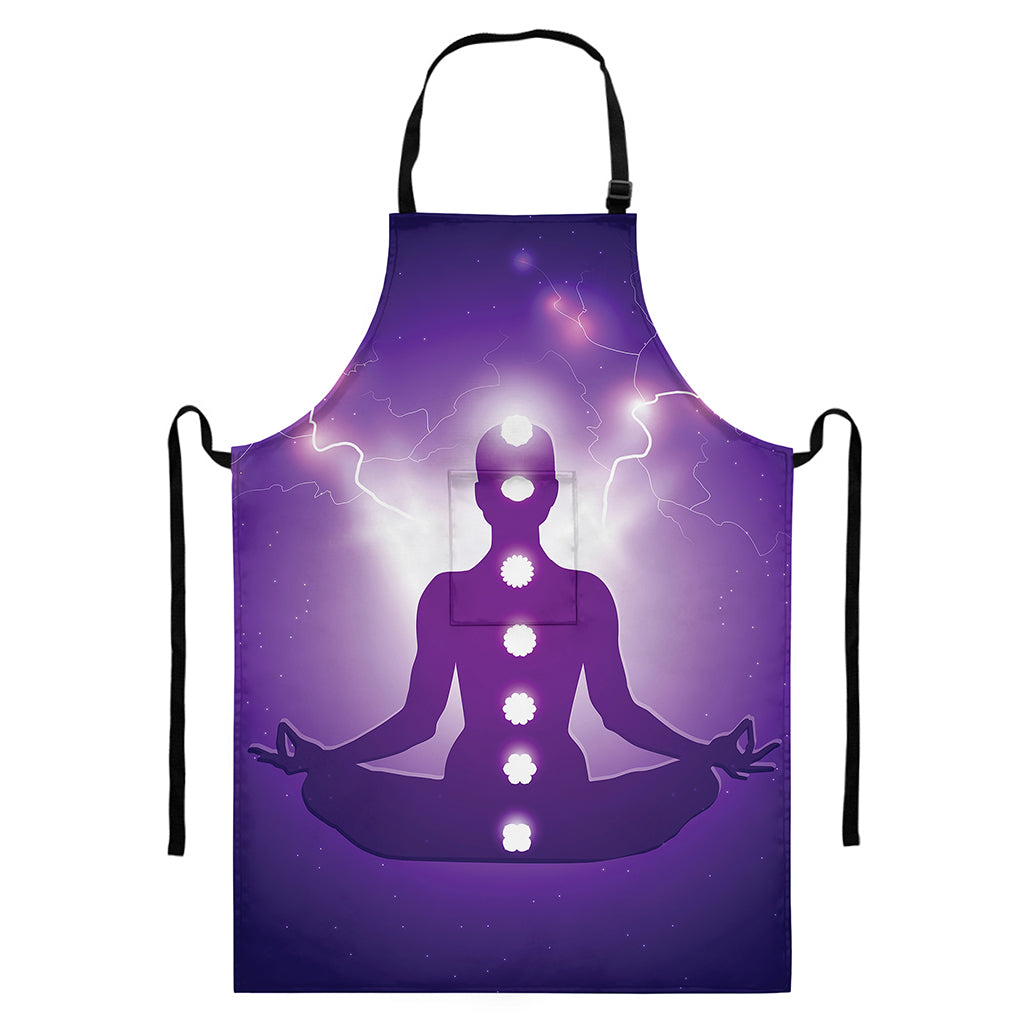 Power Of Seven Chakras Print Bib Apron With Pocket