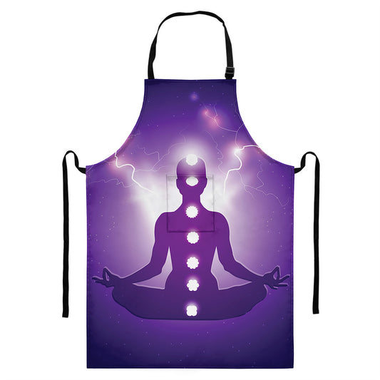 Power Of Seven Chakras Print Bib Apron With Pocket