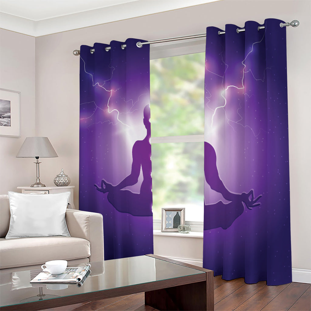 Power Of Seven Chakras Print Blackout Grommet Curtains