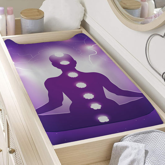 Power Of Seven Chakras Print Changing Pad Cover