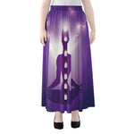 Power Of Seven Chakras Print Chiffon Maxi Skirt