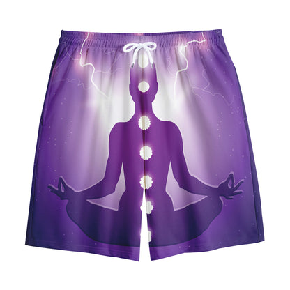 Power Of Seven Chakras Print Cotton Shorts