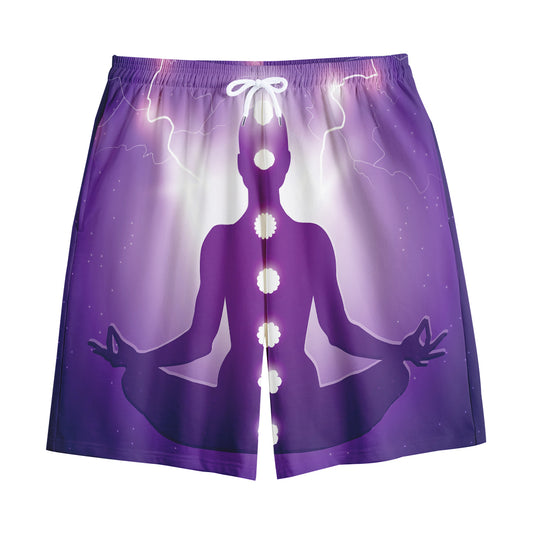 Power Of Seven Chakras Print Cotton Shorts