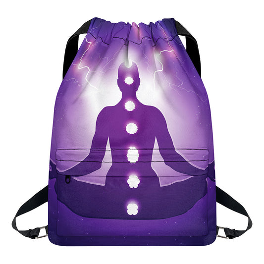 Power Of Seven Chakras Print Drawstring Backpack