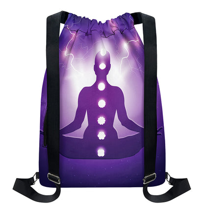 Power Of Seven Chakras Print Drawstring Backpack