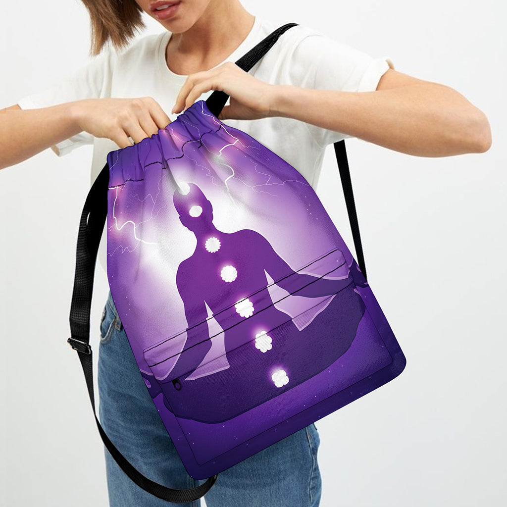 Power Of Seven Chakras Print Drawstring Backpack