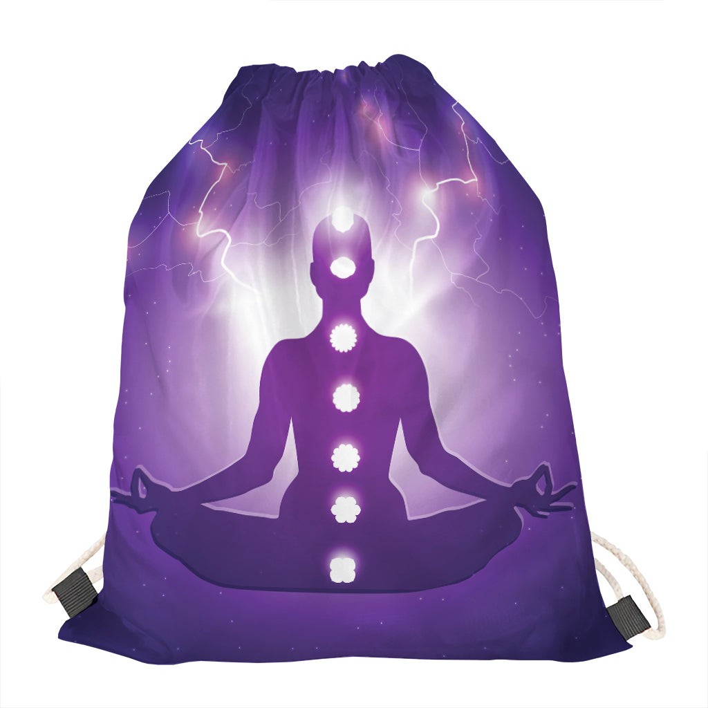 Power Of Seven Chakras Print Drawstring Bag
