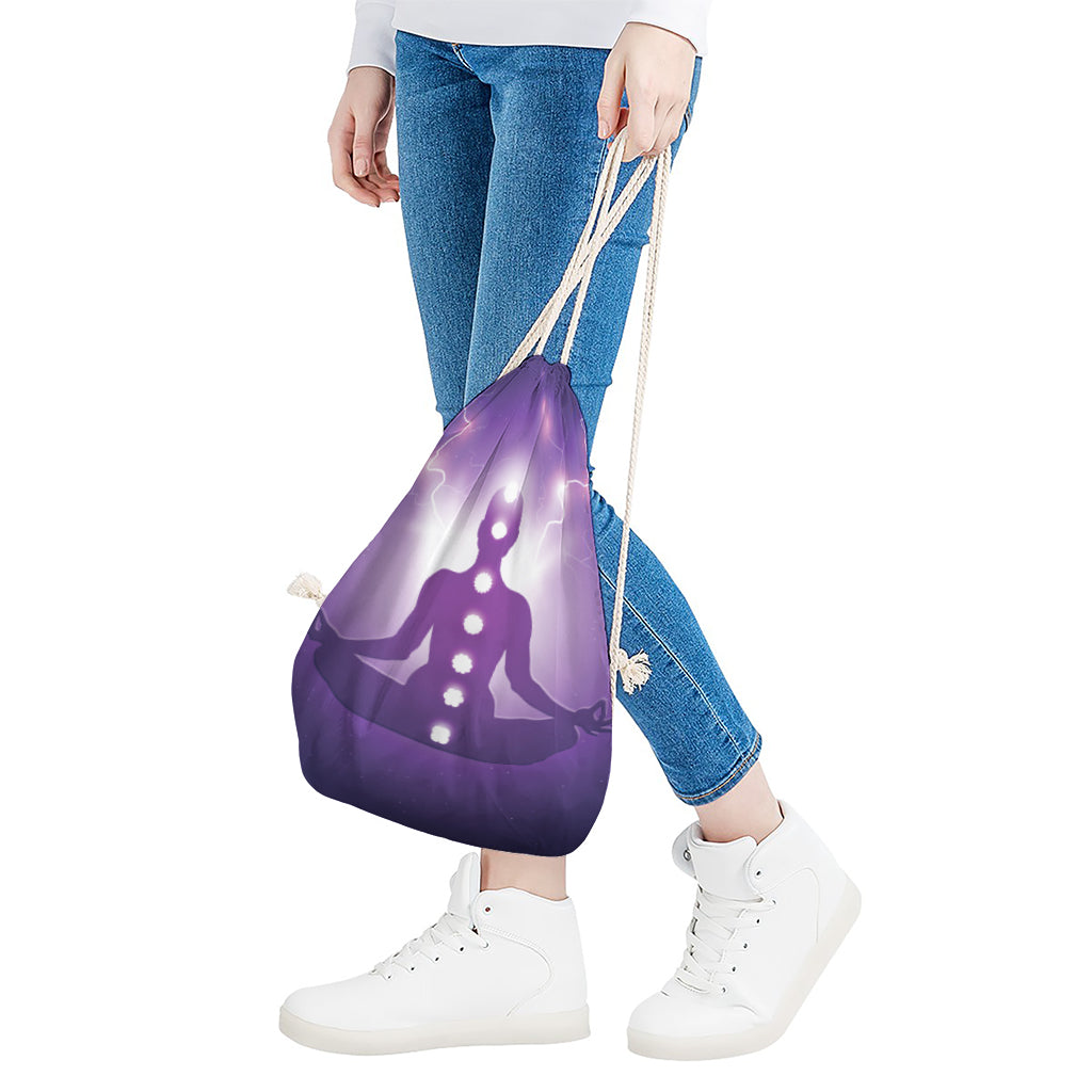 Power Of Seven Chakras Print Drawstring Bag