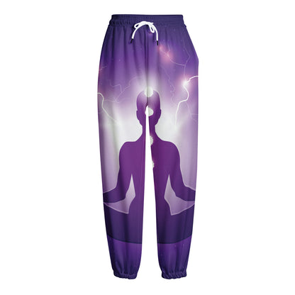 Power Of Seven Chakras Print Fleece Lined Knit Pants