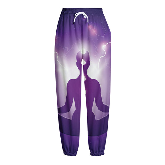 Power Of Seven Chakras Print Fleece Lined Knit Pants