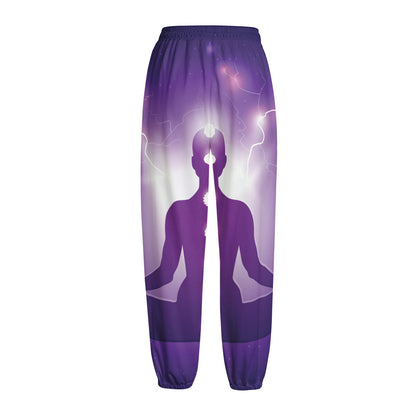 Power Of Seven Chakras Print Fleece Lined Knit Pants