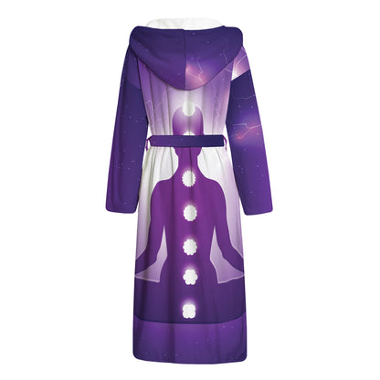 Power Of Seven Chakras Print Hooded Bathrobe