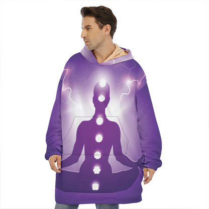 Power Of Seven Chakras Print Hoodie Blanket