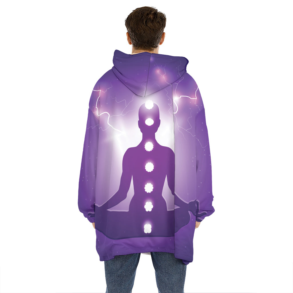 Power Of Seven Chakras Print Hoodie Blanket