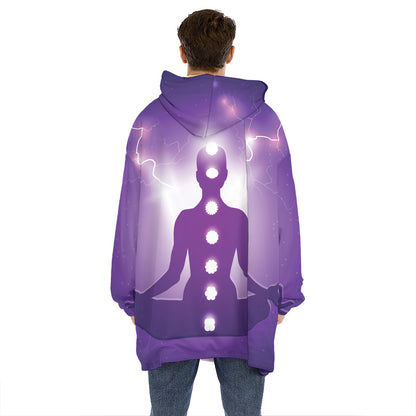 Power Of Seven Chakras Print Hoodie Blanket