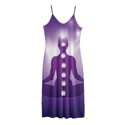Power Of Seven Chakras Print Jersey Midi Cami Dress