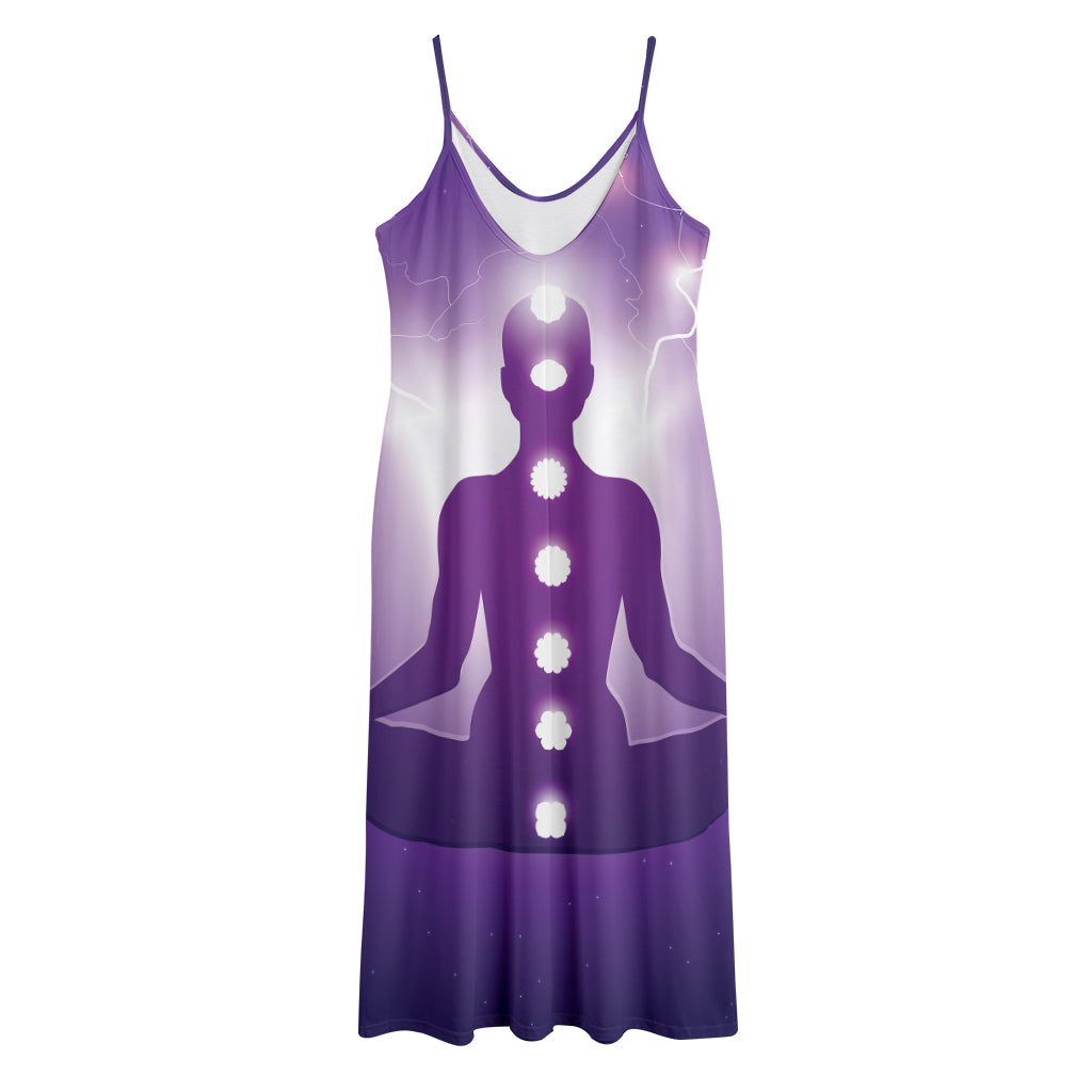 Power Of Seven Chakras Print Jersey Midi Cami Dress