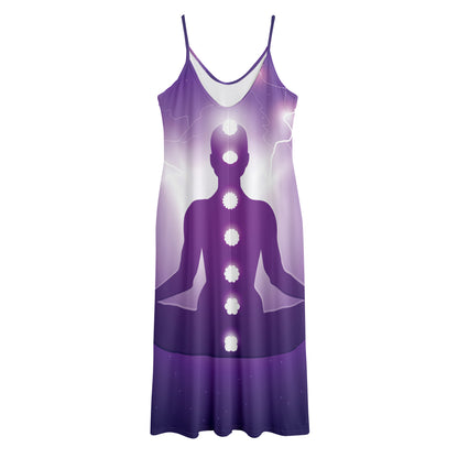 Power Of Seven Chakras Print Jersey Midi Cami Dress