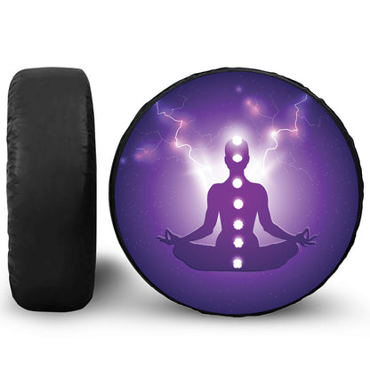 Power Of Seven Chakras Print Leather Spare Tire Cover