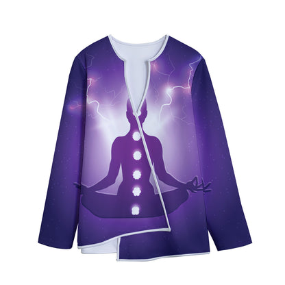 Power Of Seven Chakras Print Long Sleeve Short Coat