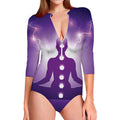 Power Of Seven Chakras Print Long Sleeve Swimsuit