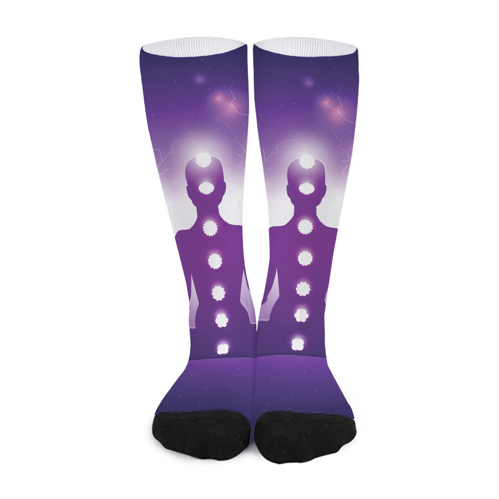 Power Of Seven Chakras Print Long Socks