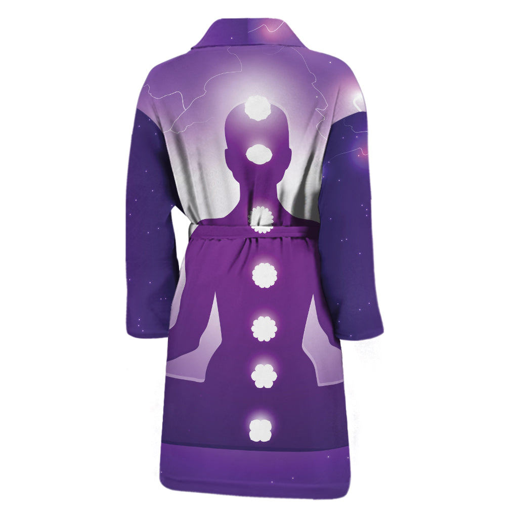 Power Of Seven Chakras Print Men's Bathrobe