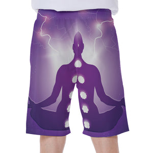 Power Of Seven Chakras Print Men's Beach Shorts