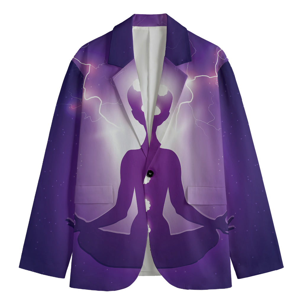 Power Of Seven Chakras Print Men's Cotton Blazer