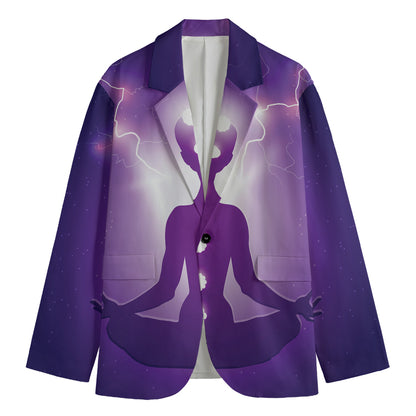 Power Of Seven Chakras Print Men's Cotton Blazer