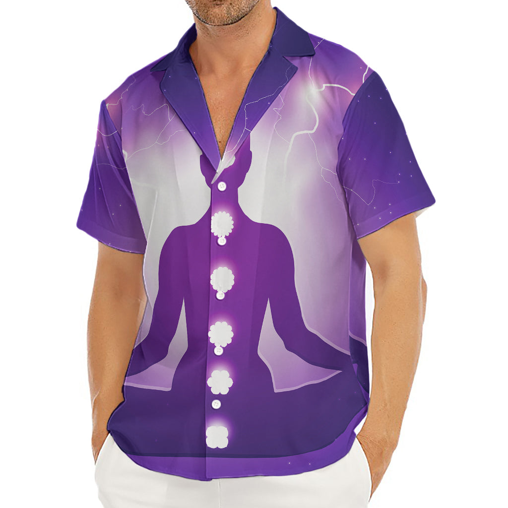 Power Of Seven Chakras Print Men's Deep V-Neck Shirt