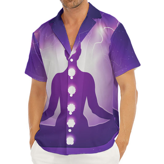 Power Of Seven Chakras Print Men's Deep V-Neck Shirt