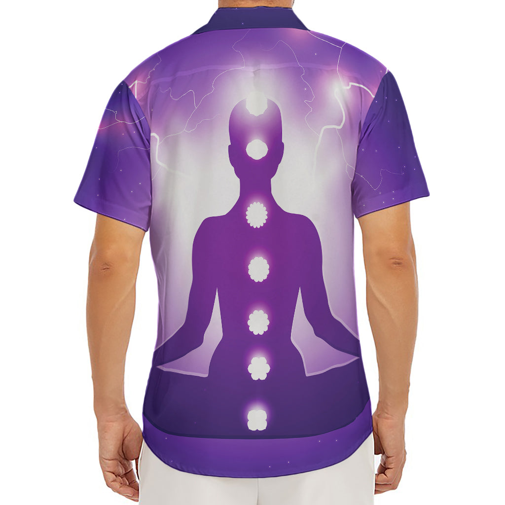 Power Of Seven Chakras Print Men's Deep V-Neck Shirt