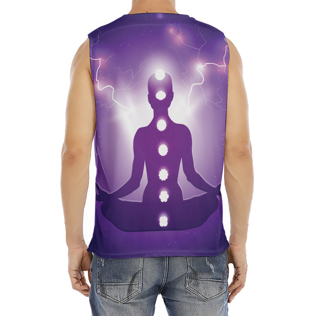 Power Of Seven Chakras Print Men's Fitness Tank Top