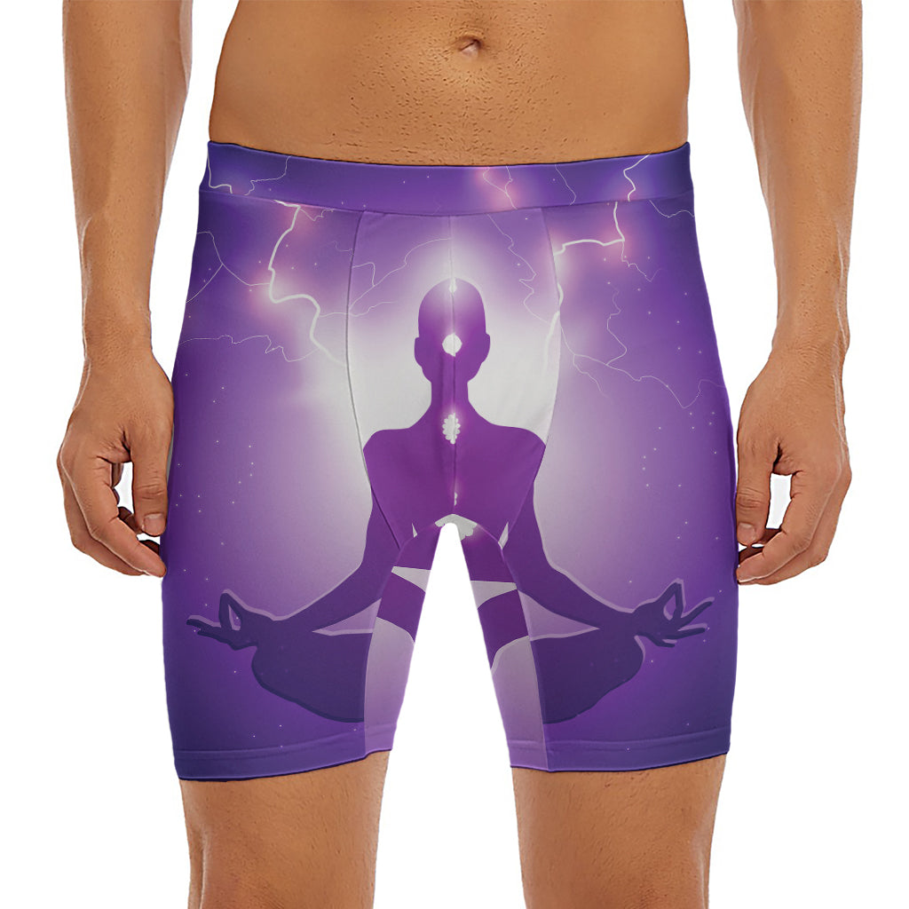 Power Of Seven Chakras Print Men's Long Boxer Briefs