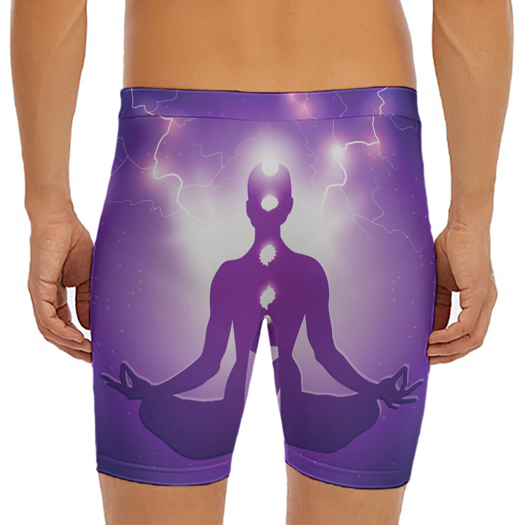 Power Of Seven Chakras Print Men's Long Boxer Briefs